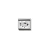 Nomination COMPOSABLE CLASSIC OXIDIERTE SYMBOLE aus Edelstahl, mit 925er Silber verziert, (18_Herz Friend)
